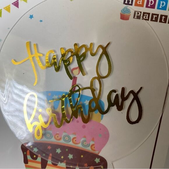 Happy birthday cake topper gold calligraphy acrylic plexi glass-4” 5 pack - Picture 3 of 8